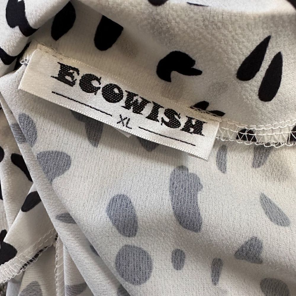 Ecowish Dalmatian Print Black White Long Sleeve Blouse Size X Large - Picture 10 of 13